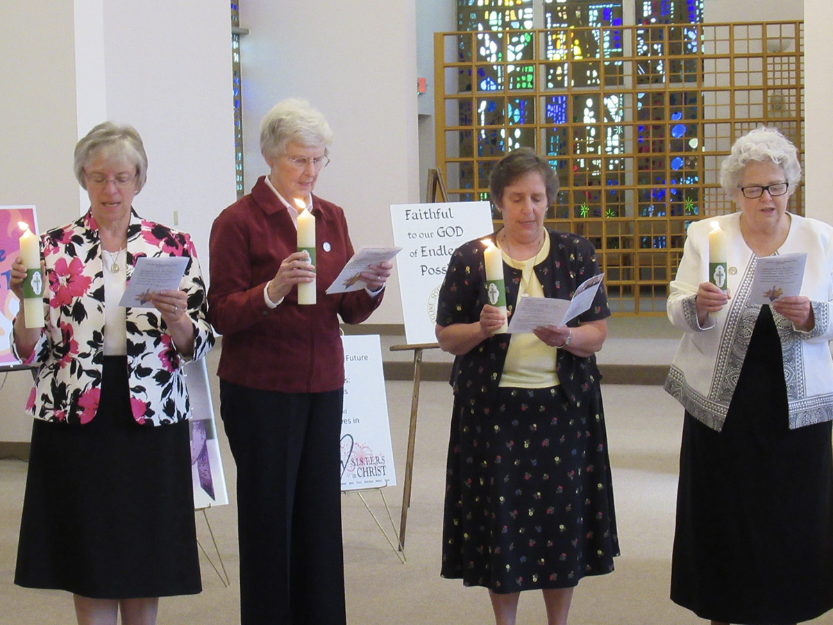 The Ursuline Sisters of Youngstown 2020-2026 Leadership Team. From left are Sister Mary Alyce Koval, Councilor, Sister Patricia McNicholas, Councilor, Sister Regina Rogers, Councilor, and Sister Mary McCormick, General Superior.